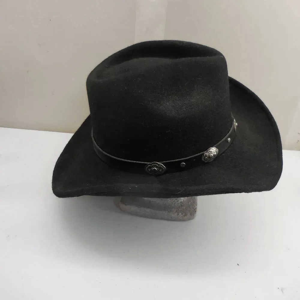 Mens Turner Hat Company 100% Wool Cheyenne Black Western Cowboy Hat 7 1/4-7 3/8